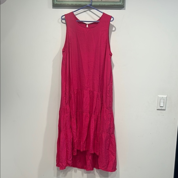 Maeve Anthropologie hot Pink High-Low women’s midi length Sundress sleeveless xl - Picture 1 of 9